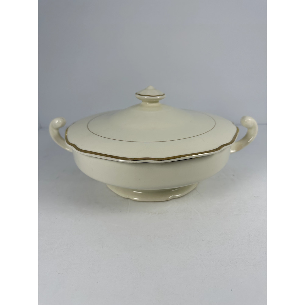 1960s-1970s Vintage Ironstone Covered Veg White w Gold Trim 11" Wide